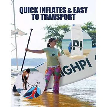 HIGHPI Inflatable Paddle Boards, 11'x33''x6'' SUP for Adults&Youth, Stand Up Paddle Boards with Accessories, Anti-Slip Deck, Stable Durable Lightweight, Suitable for Yoga Fishing Traveling