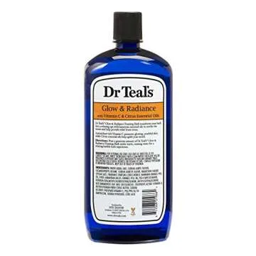 Dr. Teal's Vitamin C & Citrus Foam Bath (1 Bottle, 34oz) - Glow & Radiance Vitamin C & Citrus Blended with Pure Epsom Salt - Essential Oils Relax & Soothe The Body at Home, Relieve Stress