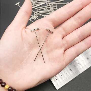 150 Pcs T Pins, Sewing Pins for Blocking Knitting, Modelling, Wig Making and Crafts, Straight Pins T-Pins Stainless Steel Nickel Plated with Storage Box (1.5 Inch，2 Inch)