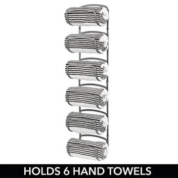 mDesign Steel Towel Holder - Stylish Bathroom Organizer