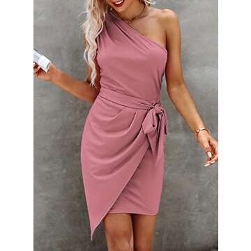 One Shoulder Ruched Bodycon Dress for Parties