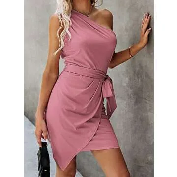 One Shoulder Ruched Bodycon Dress for Parties