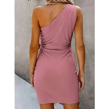 One Shoulder Ruched Bodycon Dress for Parties