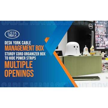 Cable Management Box Large by Desk York - Cord Organizer Box to Hide Power Strips - Surge Protector Cable Organizer Box for Home and Office - Cord Hider and Management Green Box with Wire Organizer