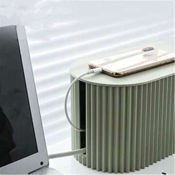 Cable Management Box Large by Desk York - Cord Organizer Box to Hide Power Strips - Surge Protector Cable Organizer Box for Home and Office - Cord Hider and Management Green Box with Wire Organizer