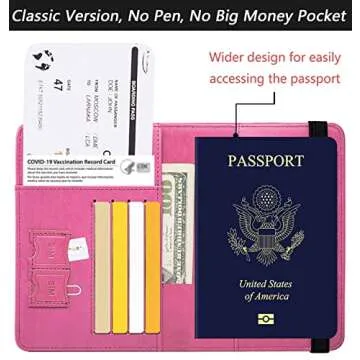 Passport Holder Cover Wallet Travel Essentials RFID Blocking Leather Card Case International Must Haves Travel Accessories for Women Men(101#Pink)