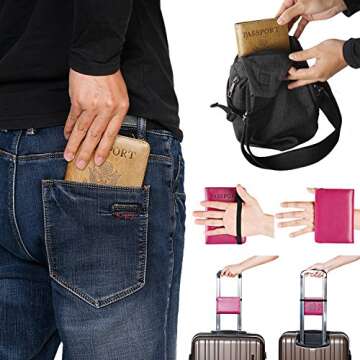 Passport Holder Cover Wallet Travel Essentials RFID Blocking Leather Card Case International Must Haves Travel Accessories for Women Men(101#Pink)