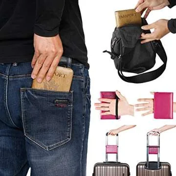 Passport Holder Cover Wallet Travel Essentials RFID Blocking Leather Card Case International Must Haves Travel Accessories for Women Men(101#Pink)