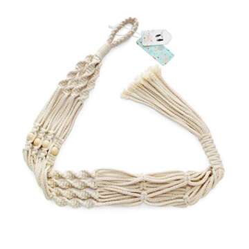 Mkono Macrame Plant Hangers Indoor Outdoor Hanging Planter Basket Cotton Rope with Beads 4 Legs 41 Inch, 1 Pack