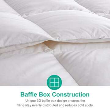 APSMILE Lightweight Down Feather Fibers Comforter Queen Size - Cooling Bed Comforter, Hotel Collection High Fill-Power Thin Duvet Insert for Warm Weather/Hot Sleepers, 90x90, White