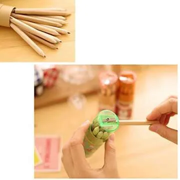 Pomeat 3 Pack Cute Cartoon Bear Mini Drawing Colored Pencils with Sharpener, 3.5" Length, Portable, 12 Count in Tube