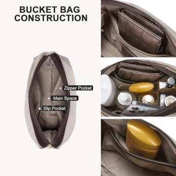 BOSTANTEN Bucket Bag Vegan Leather Shoulder Purses for Women Trendy Adjustable Strap, Coffee