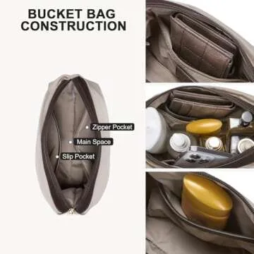 BOSTANTEN Bucket Bag Vegan Leather Shoulder Purses for Women Trendy Adjustable Strap, Coffee