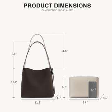 BOSTANTEN Bucket Bag Vegan Leather Shoulder Purses for Women Trendy Adjustable Strap, Coffee