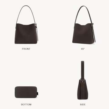 BOSTANTEN Bucket Bag Vegan Leather Shoulder Purses for Women Trendy Adjustable Strap, Coffee