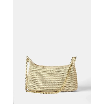 Beige Woven Straw Tote Handbag for Summer