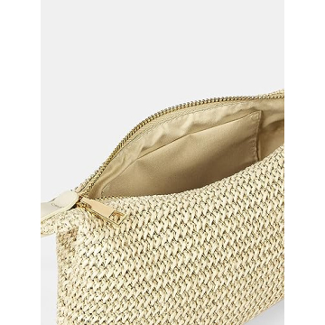 Beige Woven Straw Tote Handbag for Summer