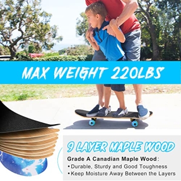 Durable 31 Inch Skateboard with LED Wheels for All Ages