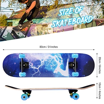 Durable 31 Inch Skateboard with LED Wheels for All Ages