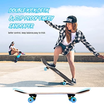 Durable 31 Inch Skateboard with LED Wheels for All Ages