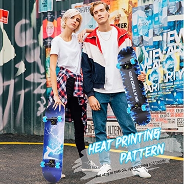 Durable 31 Inch Skateboard with LED Wheels for All Ages