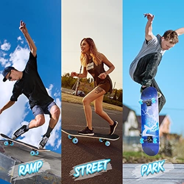 Durable 31 Inch Skateboard with LED Wheels for All Ages