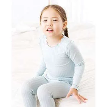 VAENAIT BABY Infant Toddler Kids Long Sleeve Modal Sleepwear Pajamas 2pcs Set Shirring Mint JS