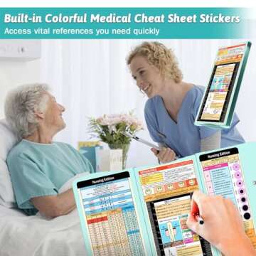 Nursing Clipboard Foldable Clipboard Medical: Nursing Edition Cheat Sheets Aluminum 3 Layers Foldable Clipboard Nursing Pocket Size Profile Clip Nurse Clipboard Notepad for Nurses Students and Doctors