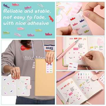 Gersoniel 200 Pieces Sneaker Stickers Workout Fitness Planner Journal Running Stickers Pack for Monthly Weekly Daily Planner Calendar or Journal (Mixed Colors)