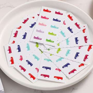 Gersoniel 200 Pieces Sneaker Stickers Workout Fitness Planner Journal Running Stickers Pack for Monthly Weekly Daily Planner Calendar or Journal (Mixed Colors)