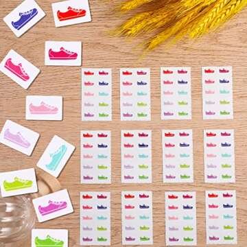 Gersoniel 200 Pieces Sneaker Stickers Workout Fitness Planner Journal Running Stickers Pack for Monthly Weekly Daily Planner Calendar or Journal (Mixed Colors)