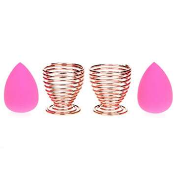 LanMa Beauty Sponge Blender Holder,(2 Pack Rose Gold) Makeup Sponge Drying Stand Storage Egg Powder Puff Display Stand