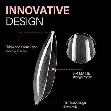 AILLSA Short Almond Nail Tips 360Pcs Full Cover Soft Gel Nail Tips Half Matte No File Clear False Gelly Nail Tips Fake Almond Shaped Nails for Press On Nail Extension DIY Valentine Gift 12 Sizes