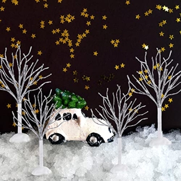 7 Pcs Mini Snow Covered Christmas Village Trees