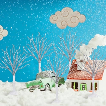 7 Pcs Mini Snow Covered Christmas Village Trees