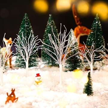 7 Pcs Mini Snow Covered Christmas Village Trees