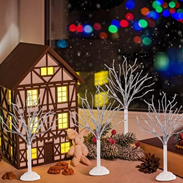 7 Pcs Mini Snow Covered Christmas Village Trees
