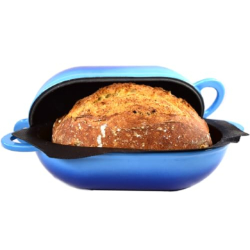 LoafNest: Incredibly Easy Artisan Bread Kit. Cast Iron Dutch Oven [Compact 2 qt size] and Perforated Non-Stick Silicone Liner.