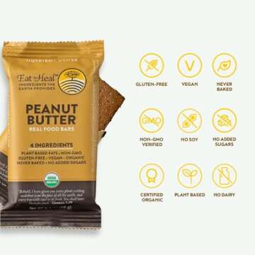 EatToHeal Variety Pack Real Food Bar - Organic Vegan Healthy Gluten Free Protein Bars - Low Sugar Me...