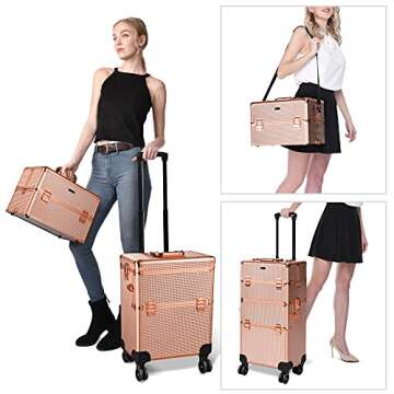 Byootique 2 in 1 Rose Gold Rolling Makeup Case