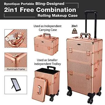 Byootique 2 in 1 Rose Gold Rolling Makeup Case