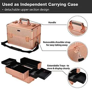 Byootique 2 in 1 Rose Gold Rolling Makeup Case
