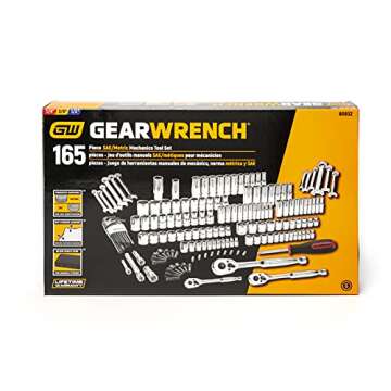 GEARWRENCH 165 Pc. 1/4", 3/8" & 1/2" Drive 6 Pt. Mechanics Tool Set, Standard & Deep, SAE/Metric - 8...