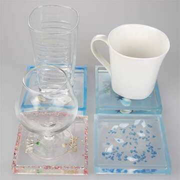 DIY Square Coaster Silicone Mold - 4 Pack for Crafts