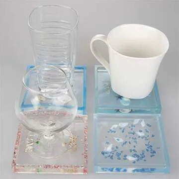 DIY Square Coaster Silicone Mold - 4 Pack for Crafts