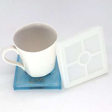 DIY Square Coaster Silicone Mold - 4 Pack for Crafts
