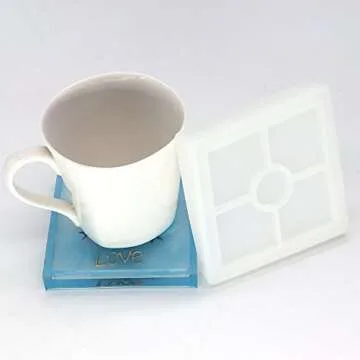 DIY Square Coaster Silicone Mold - 4 Pack for Crafts