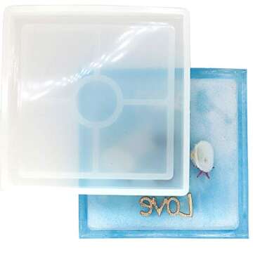 DIY Square Coaster Silicone Mold - 4 Pack for Crafts