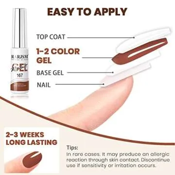 RARJSM Nail Art Gel Liner Nude Color 6pcs Set Nude Pink Brown Skin Tone Painting Striping Gel Nail Polish UV LED Curing Requires Soak off 8ml Build in Thin Sharp Brush Home DIY Salon Swirl Nail Design
