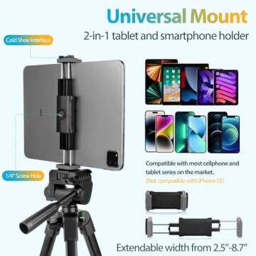 Aureday Lightweight 64” Tripod for Smartphones and Cameras